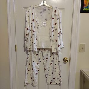 3PC Cotton Blend Off White Teddy Bear Pajamas Size XL